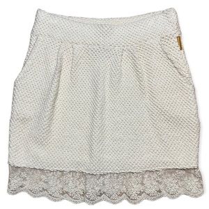 Mamatayoe Chunky Weave Cotton & Lace Off White Skirt Sz M